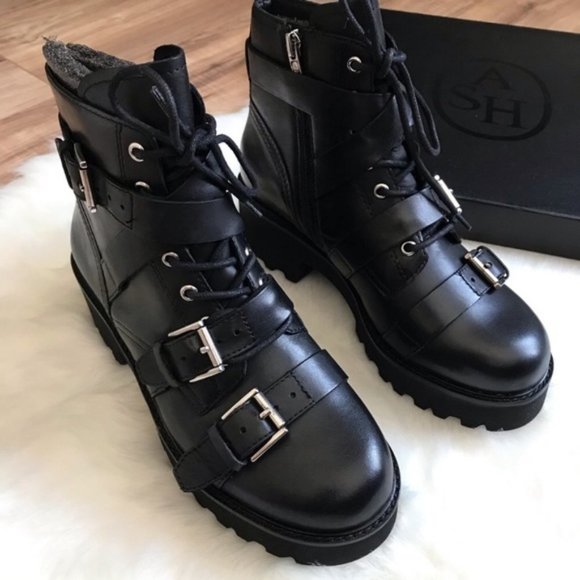 Ash Shoes - NWT Ash Black Razor Leather Combat Boots size 9